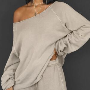 JOAH BROWN SLOUCHY PULLOVER SWEATSHIRT